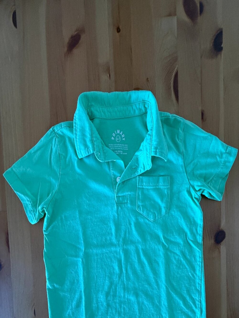 Primary Boys 100% Cotton shirt. Mint Green. S/S
